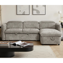 Capri Universal Corner Sofa Bed In Grey Fabric with Storage