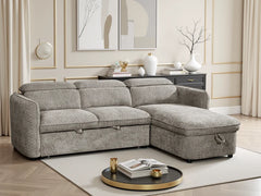 Capri Universal Corner Sofa Bed In Grey Fabric with Storage - Furniture One Shop