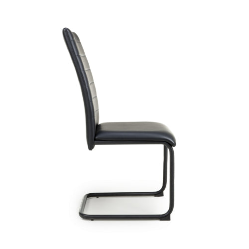 Carlisle Black Leather Effect Dining Chairs With Metal Legs (Pack of 4)