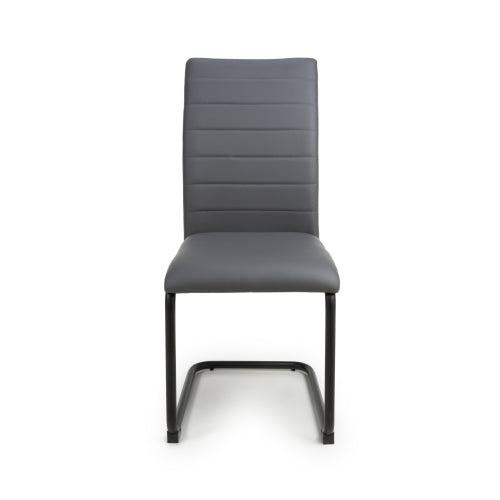 Carlisle Grey Leather Effect Dining Chairs With Metal Legs