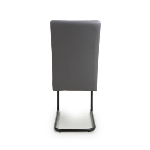 Carlisle Grey Leather Effect Dining Chairs With Metal Legs