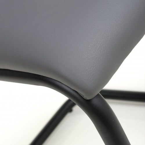 Carlisle Grey Leather Effect Dining Chairs With Metal Legs