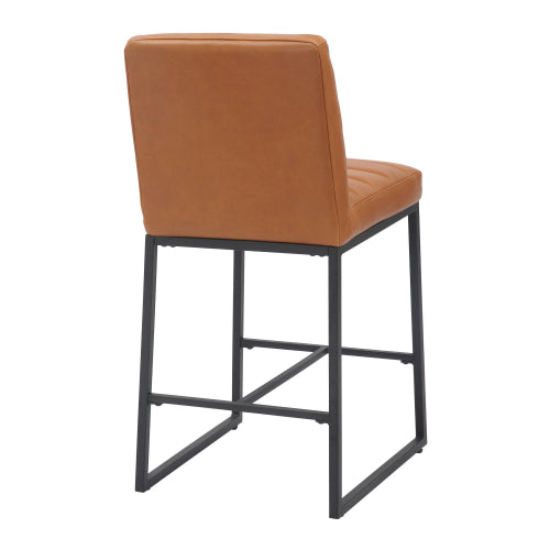 Carlton Light Brown Leather Bar Stools With Metal Frame In Pair