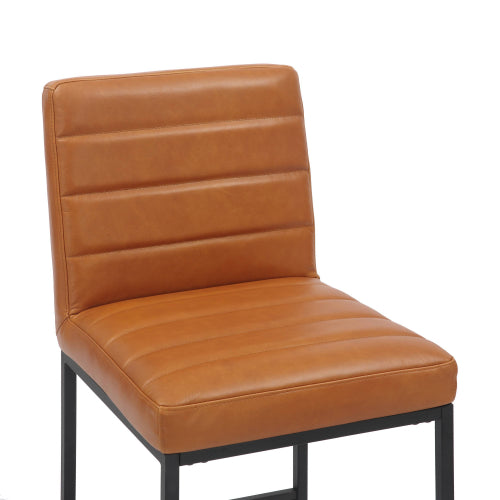 Carlton Light Brown Leather Bar Stools With Metal Frame In Pair