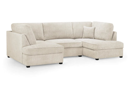 Carnaby Boucle Fabric U-Shape Corner Sofa In Beige