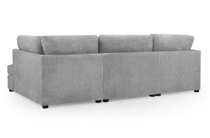 Carnaby Boucle Fabric U-Shape Corner Sofa In Grey