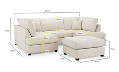 Carnaby Classic U-Shape Corner Sofa In Beige With Footstool