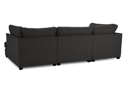 Carnaby Classic U-Shape Corner Sofa In Black With Footstool