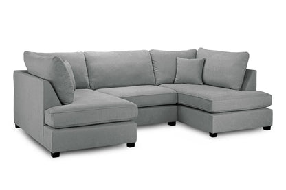 Carnaby Classic U-Shape Corner Sofa In Grey With Footstool