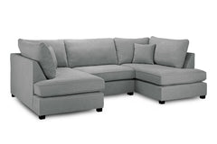 Carnaby Classic U-Shape Corner Sofa In Grey With Footstool