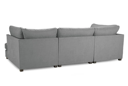 Carnaby Classic U-Shape Corner Sofa In Grey With Footstool