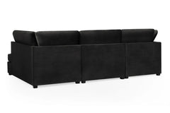 Carnaby Plush Velvet Fabric U-Shape Corner Sofa In Black