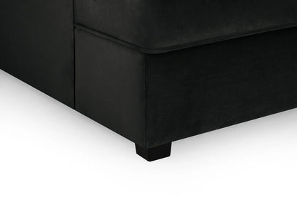 Carnaby Plush Velvet Fabric U-Shape Corner Sofa In Black
