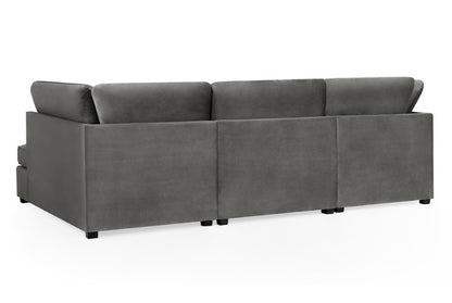 Carnaby Plush Velvet Fabric U-Shape Corner Sofa In Grey