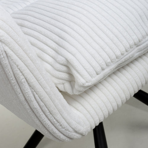 Cassidy White Swivel Corduroy Fabric Dining Chairs in Pair