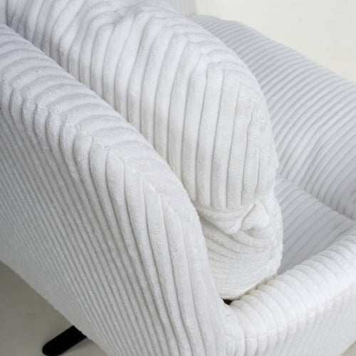 Cassidy White Swivel Corduroy Fabric Dining Chairs in Pair
