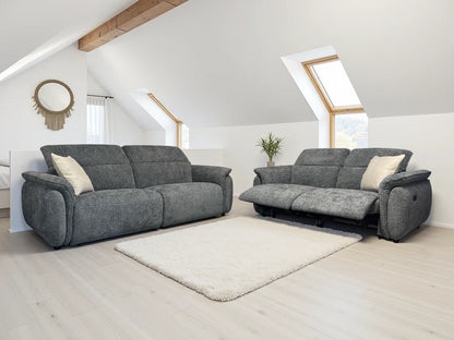 Chelsea Fabric 3 Seater Electric Recliner Sofa In Charcoal Grey