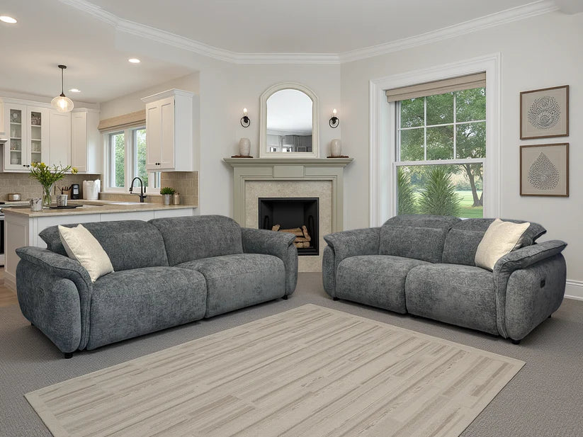 Chelsea Fabric 3 Seater Electric Recliner Sofa In Charcoal Grey