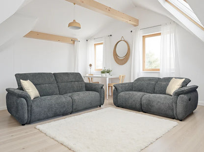 Chelsea Fabric 3 Seater Electric Recliner Sofa In Charcoal Grey