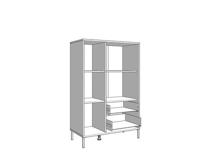 Clifton Slatted Low 1 Door 2 Drawer Display Cabinet In Black And Artisan Oak Effect