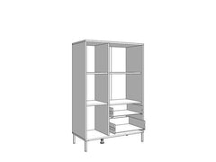 Clifton Slatted Low 1 Door 2 Drawer Display Cabinet In Black And Artisan Oak Effect