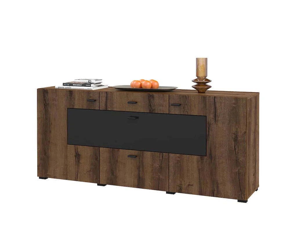 Coby Large Wooden 2 Door 2 Drawers Sideboard in Oak Monastery & Black