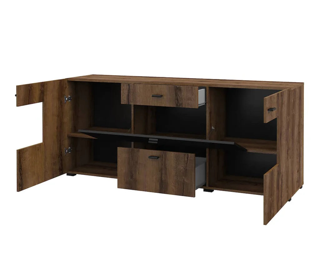 Coby Large Wooden 2 Door 2 Drawers Sideboard in Oak Monastery & Black