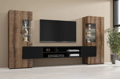 Coby Wooden TV Entertainment Unit in Oak Monastery & Black