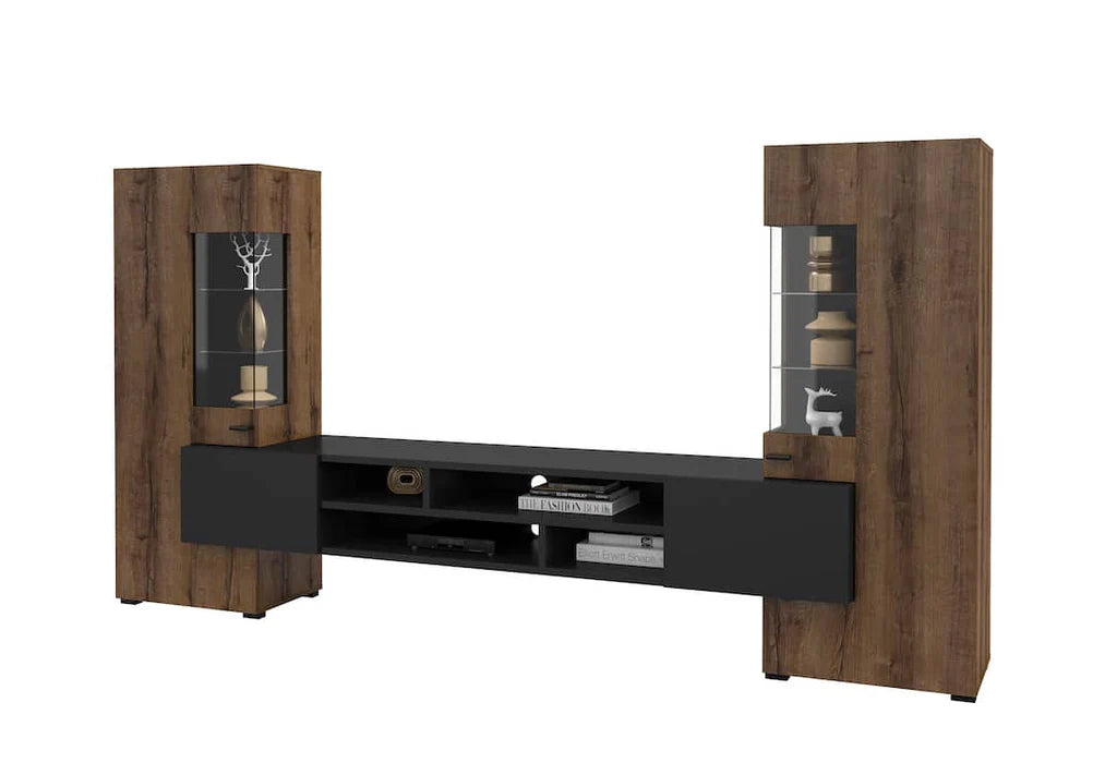 Coby Wooden TV Entertainment Unit in Oak Monastery & Black