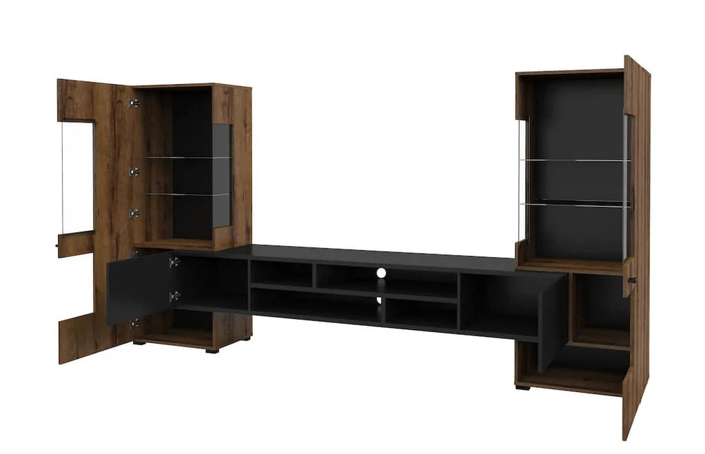 Coby Wooden TV Entertainment Unit in Oak Monastery & Black