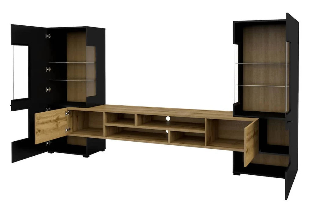 Coby Wooden TV Entertainment Unit in Oak Wotan & Black