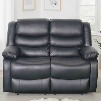 Conrad Black Bonded Leather Manual Recliner 2 Seater Sofa