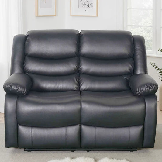 Conrad Black Bonded Leather Manual Recliner 2 Seater Sofa