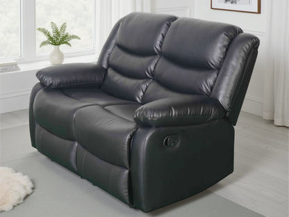 Conrad Black Bonded Leather Manual Recliner 2 Seater Sofa - Furniture One Shop