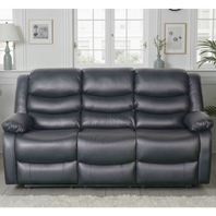 Conrad Black Bonded Leather Manual Recliner 3 Seater Sofa