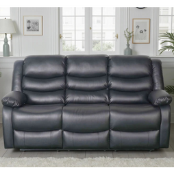 Conrad Black Bonded Leather Manual Recliner 3 Seater Sofa