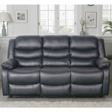Conrad Black Bonded Leather Manual Recliner 3 Seater Sofa