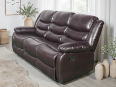 Conrad Brown Bonded Leather Manual Recliner 3 Seater Sofa