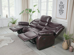 Conrad Brown Bonded Leather Manual Recliner 3 Seater Sofa