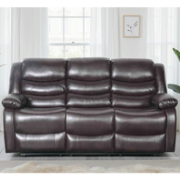 Conrad Brown Bonded Leather Manual Recliner 3 Seater Sofa