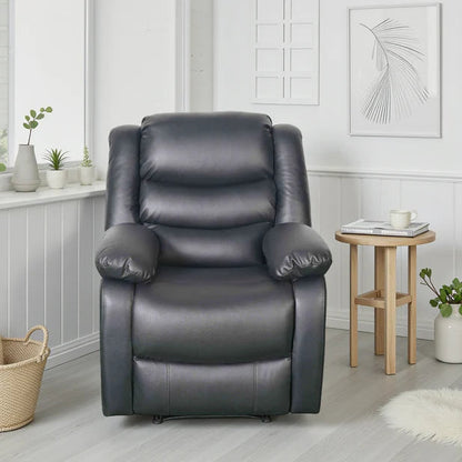 Conrad Faux Leather Manual Recliner Arm Chair In Black