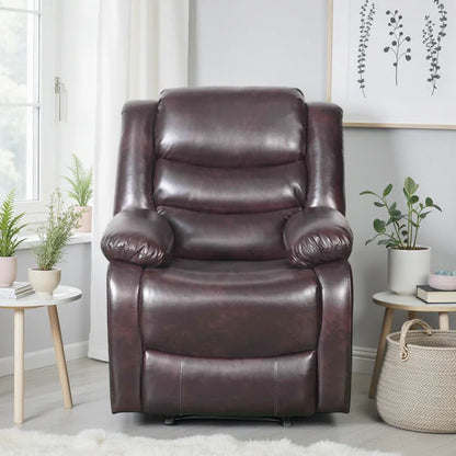 Conrad Faux Leather Manual Recliner Arm Chair In Brown