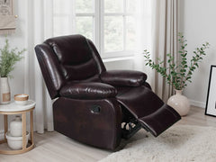 Conrad Faux Leather Manual Recliner Arm Chair In Brown