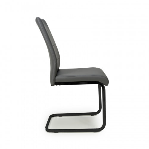 Cordoba Dark Grey Leather Effect Dining Chairs With Black Legs (Pack of 4)