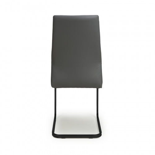 Cordoba Dark Grey Leather Effect Dining Chairs With Black Legs (Pack of 4)