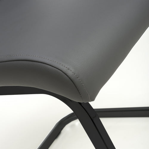 Cordoba Dark Grey Leather Effect Dining Chairs With Black Legs (Pack of 4)
