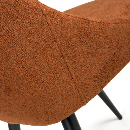 Corinth Burnt Orange Linen Effect Fabric Dining Chairs In Pair