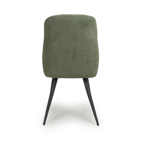 Corinth Green Linen Effect Fabric Dining Chairs In Pair