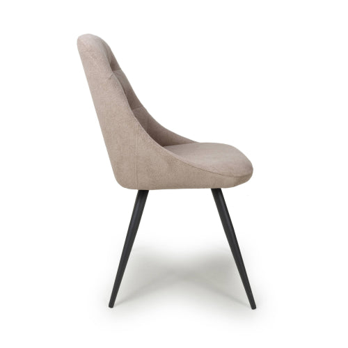 Corinth Natural Linen Effect Fabric Dining Chairs In Pair