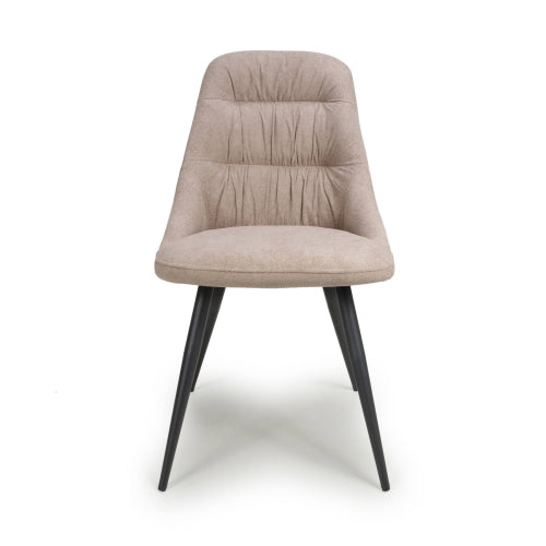 Corinth Natural Linen Effect Fabric Dining Chairs In Pair